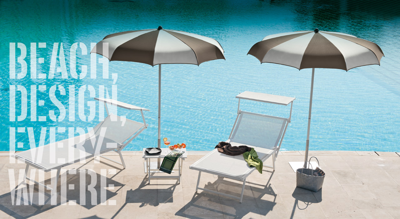 Ombrelloni, lettini da mare e sdraio in alluminio per stabilimenti balneari, spiagge, piscine e giardini - Ombrellificio Magnani - 1